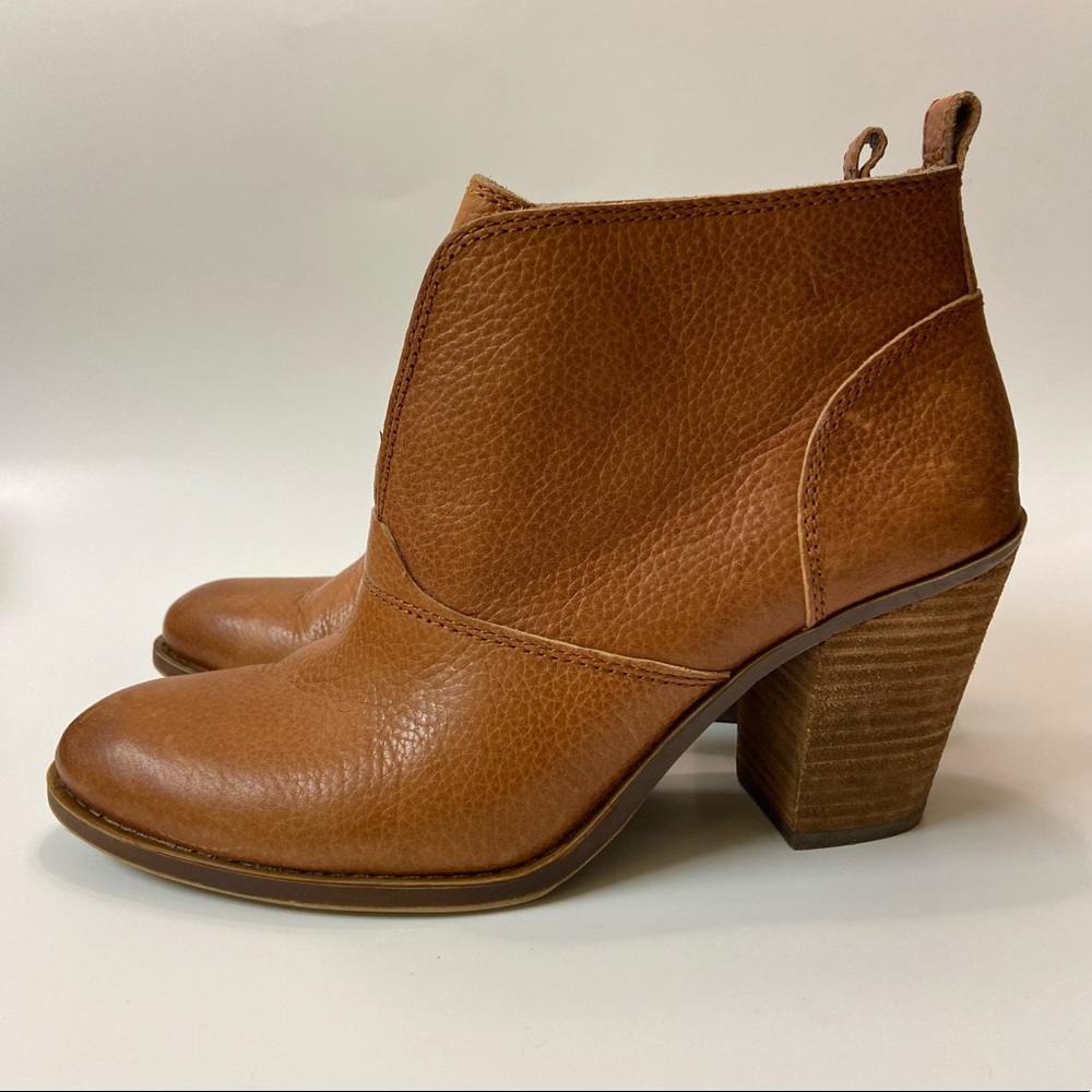 Lucky Brand LK Ehllen Toffee Brown Leather Slip-On Ankle Boots, Women’s US 9.5M